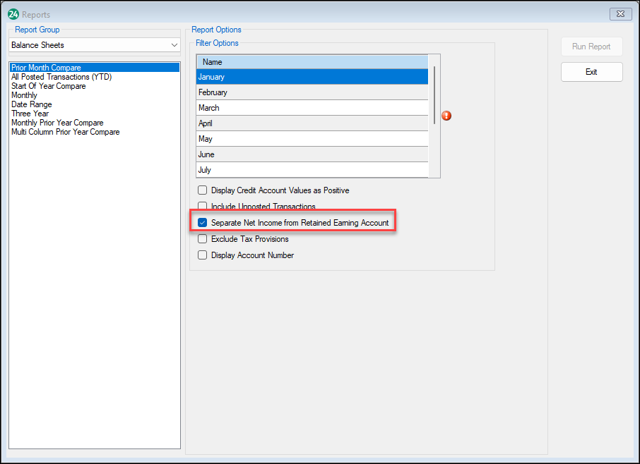 Separate net income from retained earning account